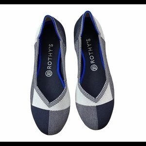 Rothy’s Black & White Cap Toe Ballet Flats